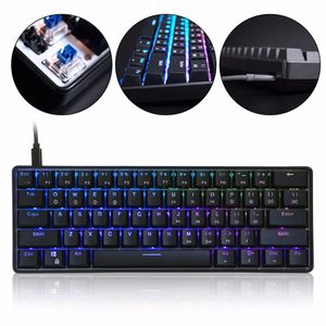 Ключ SK61 Gateron Switchs Mini Gaming USB Wired RGB LED Backlit Mechanical Keyboard Desktop