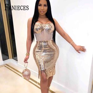 Mulheres Verão Spaghetti Strap Sequin Backless Bodycon Dress Noite Sexy Nightclub Party Curto Mini Vestidos 210520