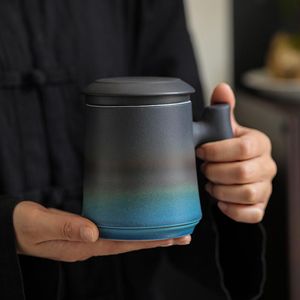 Kupalar luwu japon seramik çay bardağı süzgeç vintage kahve kupa ile 400 ml