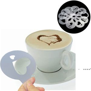 Cafe Köpük Sprey Şablon Barista Şablonlar Dekorasyon Aracı Fantezi Kalıp Plastik 12 adet / takım Kahve Baskı Çiçek Modeli RRE10380