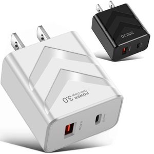 20 Вт Quick Type C Зарядное устройство PD QC3.0 Двойные порты EU US UK Wall Chargers для iPhone 12 13 14 IPad Samsung планшет смартфоны смартфоны смартфоны