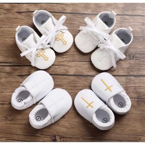 Bebek Kız Erkek Çapraz Vaftiz Vaftiz Elastik Kapatma Ayakkabı Premium Yumuşak Sole Bebek Prewalker Toddler Sneaker 211022