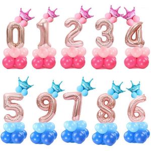 Набор номеров воздушные шары фольги цифровые с короной воздушный шар свадьба с днем ​​рождения украшения дети мальчик девушка детская душ баллон