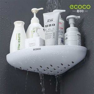 ECOCO Banyo Depolama Raf Duş Snap Up Köşe Şampuan Tutucu Sepet Duvar Rafları Raf Mutfak 211112