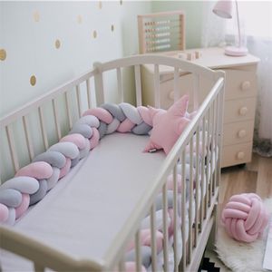 Bumpers In The Crib For The Baby Room 1M/2M/3M Bumper Bed Braid Knot Pillow Cushion Protector Cot Decor Weaving Drop 211025