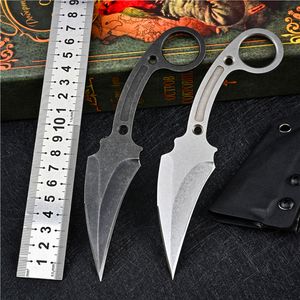Yeni Liste Karambit Bıçak D2 Beyaz / Siyah Taş Yıkama Bıçak Tam Tang Çelik Kolu Sabit Bıçakları Kydex ile Pençe Bıçaklar
