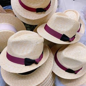 Coreano Moda Vintage Arricciato Panama Cappello di Paglia Per Le Donne Estate Top Street Protezione Solare Bowknot Bacino Chapeu Feminino Cappelli A Tesa Larga