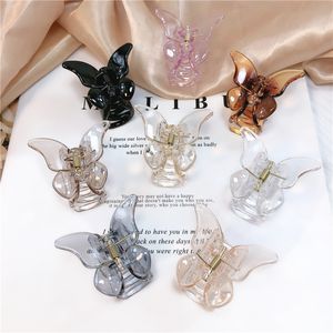 Sweet Mini Butterfly Hair Claws Clips Acrylic Colorful Hairpins Clamps Fashion Hair Accessories for Women Girls Cute