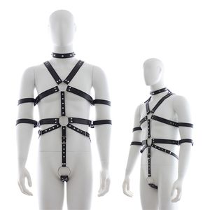 Erkek Iç Çamaşırı Bekaret Kemeri Pu Deri Boyunluk Bodysuit Harness Giyim Erkekler Için Eşcinsel Esaret Bdsm Kısıtlama Seks Oyuncakları Kostüm Y0406