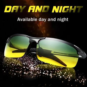 Erkek polarizer güneş gözlüğü alüminyum-magnezyum araba sürücüleri Gündüz Gece Görüş Goggles Kadınlar için Parlama Anti-parlama Polarize Sürüş Gözlük