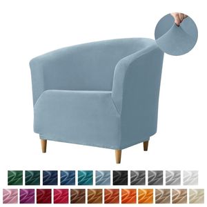 Velvet Coffee Tub Armchair Sofa Cover Washable Furniture Protector Slipcover High Quality el Home Spandax Single Seat 211207