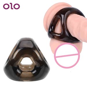 yutong OLO pene anillo Cock demora la eyaculacin la ampliacin del pene, Juguetes natureuales para hombres hombre escrotal vinculante elstico de sil