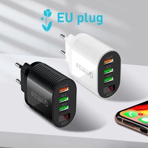 5V 5.1A Digital Display Carder 3 USB QC3.0 Port Carders Зарядки с US EU UK Plug для мобильного смартфона с розничной коробкой