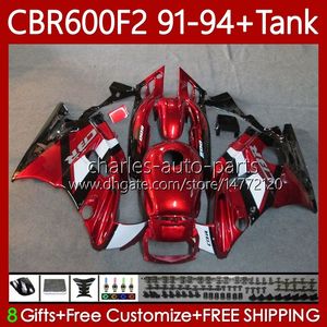 Bodywork + Tank Honda CBR 600 F2 CC 91-94 Vücut 63no.37 CBR 600FS 600F2 CBR600 FS CBR600F2 91 92 93 94 CBR600-F2 600CC CBR600FS 1991 1992 1993 1994 Fairing Şarap Kırmızı Blk