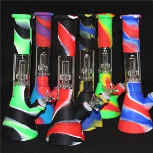 Bongs de silicone narguilés Percolators Cachimbos de água retos removíveis Bong para fumar com tigela de vidro