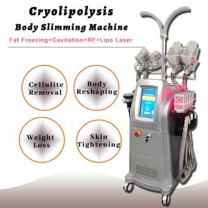 4 Maniglie Cryo Vacuum Therapy Cryolipolysis Fat Freezing Body Slimming Machine Lipo Laser Diode Cellulite Rimozione Attrezzatura verticale