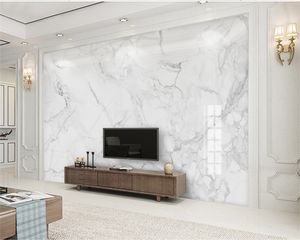 Personalizado qualquer tamanho 3d mural papel de parede moderno minimalista jazz branco mármore decoração de casa tv fundo parede decoração pintura papéis de parede
