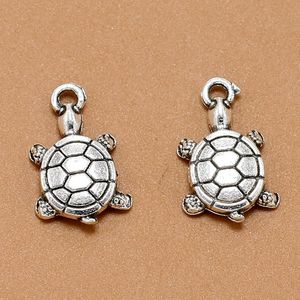 Charms Kaplumbağa Kaplumbağa Deniz Antik Kolye, Vintage Tibet Gümüş Takı, DIY Takı Aksesuarları Bilezik Kolye için 22x11mm