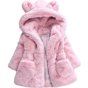 Inverno con cappuccio Neonate bambine Ragazze Faux Fur Fleece Coat Pageant Warm Jacket Snowsuit Capispalla Abbigliamento per bambini 211203