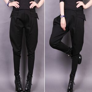 Spirng Yaz kadın Rahat Çapraz Pantolon Kadınlar Cross-Artı Boyutu Siyah Elastik Gevşek Harem Pantolon Büyük S-4XL 210423