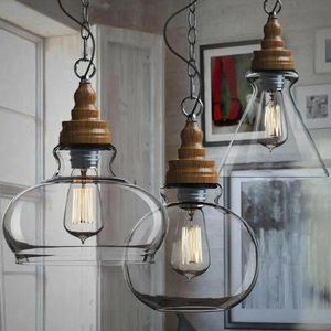 Mini Clear Glass Shade Pendant Lamp Industrial Lighting Fixture Kitchen Island Bar Hotel Shop Antique LED Ceiling light