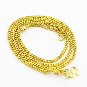 Zincirler Toptan 24 K Altın Dolu 2mm Link Zinciri Kolye Kolye Moda Yüksek Kaliteli Sarı Renk Kadınlar Takı Aksesuarları