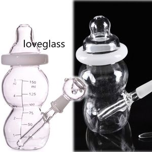 6.3 inç Küçük Bong Nargile Recycler Dab Kuleleri Şişe Bebek Cam Su Boruları 14mm kase Downstem perc ile Chicha Fıskiye