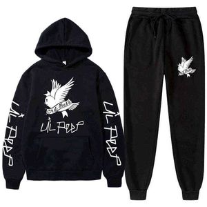 Eşofman Erkekler Hoodie ve Pantolon İki Parçalı Set Rahat Spor Koşu Takım Elbise Fitness Kazak Hoodie Set Lil Peep Sweatshirt H1208