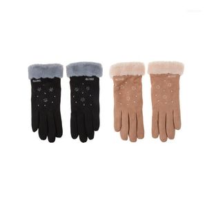 Плюс бархатные открытые перчатки 5 цветов корейских дам Winter1