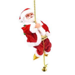 Papai Noel escalada Beads Bateria operada elétrica escalada para cima e para baixo escalando Santa com luz e música decoração de Natal 211109