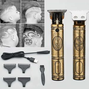 Clippers de cabelo profissional barbeiro cabelo cortador de escultura recarregável lâmina ajustável borda sem fio ajustável para homens barbeador x0625