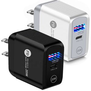 18W 20W QC 3.0 PD Dual USB настенные зарядные устройства США US UK Plug для iPhone 11 12 Pro Max X XR 7 8Plus Samsung Note 20 адаптер