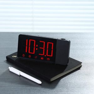 Digital 2 Alarm Clock USB Electronic Desktop Watch Wake Up FM Radio Time Projector Snooze Function Timers