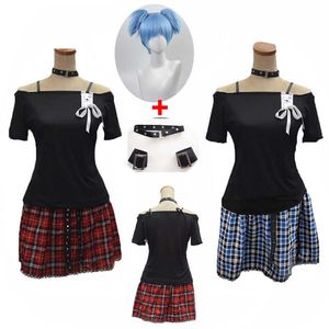 Hayvan Sınıf Cinayet Shiota Nagisa Punk Kız Üniformaları Cadılar Bayramı Partisi Cosplay Kostüm Komple aksesuarları ve Peruk G0925 ile Set