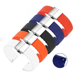 İzle Bantları 14mm 16mm 18mm 20mm 22mm 24mm Silikon Kauçuk Kayış Spor Hızlı Yayın Band Çift Basın Kelebek Toka Bilek Bilezik