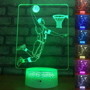 Ночные огни Спортивные серии Кружевые Свет для детей Подарки Детские Спящие Освещение 3D Баскетболист Настольная лампа Светодиодные Ночные Света Танцоры