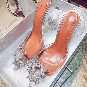 Dress Shoes Transparent PVC Sandals Women Pointed Clear Crystal Cup High Heel Stilettos Sexy Pumps Summer Peep Toe Size 43