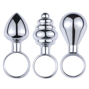 3 adet / takım Mini Metal Anal Fişler Parmak Yüzük Ile Anüs Genişletici Anal Seks Oyuncakları Acemi Vajinal Butt Fiş Prostat Masajı X0401