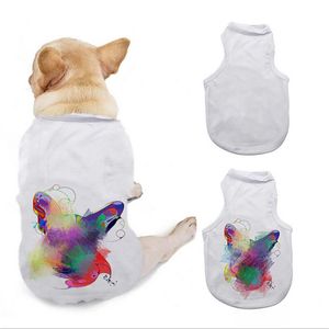 Toptan! Süblimasyon Köpek Gömlek Polyester Beyaz Boş Köpek Giyim DIY Isı Transferi PET Bezi S / M / L / XL Süblimasyonlu Mont A12