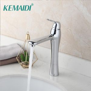 Bathroom Sink Faucets KEMAIDI Deck Mounted Single Handle Faucet Chrome Basin Vessel Mixer /Cold Water Tap