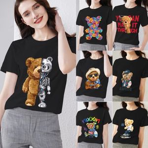 Kadın T-shirt Yaz Moda Karikatür Teddy Bear 3D Baskı Serisi Kişilik Eğilim Tüm Maç O-Boyun Top Bir Bırak Teslimat