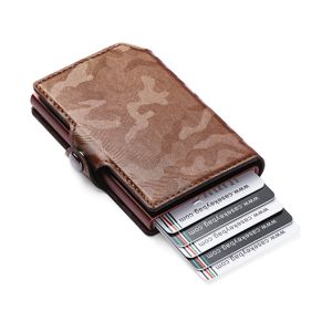 Saffiano Leather Anti Rfid Wallet Credit Id Card Holder Men Women Business Cardholder Cash Pocket Case Metal Credit