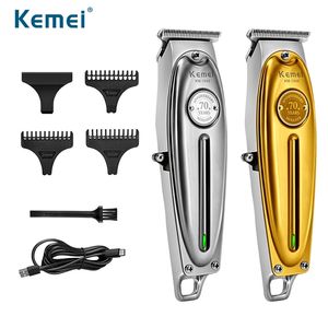 Kemei Professional Checkper для волос Все металлические мужчины электрические беспроводные триммеры 0 мм Baldhead T Blade Finish Cut Cut 1949 211229