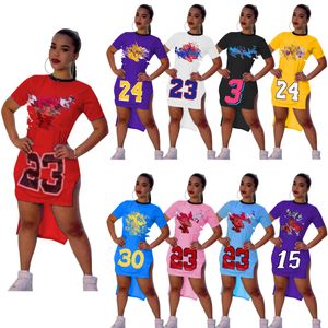 Klasik Jersey Elbiseler Kadın Basketbol Forması Rahat Baskı Eembroidery Kısa Elbise Bodycon