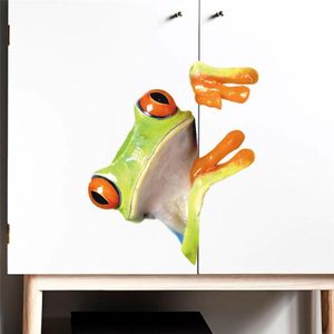 Duvar Çıkartmaları Komik Kurbağa Tuvalet 3D Görünümü Hayvan Mural Art DIY Ev Dekorasyon PVC Araba Çıkartmaları Posterler