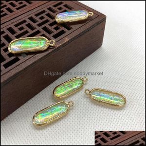 Charms Schmuckzubehör Komponenten Zylindrischer Laser Imitation Shell Anhänger Legierung Rahmengröße 9X26Mm Geeignet für DIY-Ohrringzubehör Wh