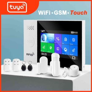 Tuya WiFi GSM Ev Güvenlik Koruma Akıllı Alarm Sistemi Dokunmatik Ekran Hırsız Kiti Mobil Uygulama Uzaktan Kumanda RFID kolu ve silahsızlandırıcı