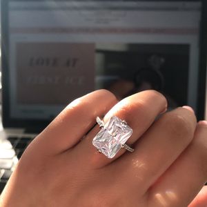 Anéis de casamento femininos moda prata pedras preciosas anéis de noivado para mulheres quadrado simulado anel de diamante jóias