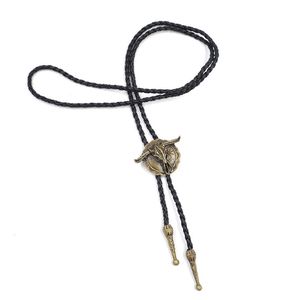 Мода западный бык голова боло галстука поло ожерелье ретро свитер сплава цепи черные длинные ожерелье орнаменты