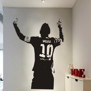 Siyah PVC Futbol Yıldızı Lionel Messi Şekil Vinil DIY Çocuklar Oturma Odası Duvar Sticker Çıkartmaları Futbol Severler Için